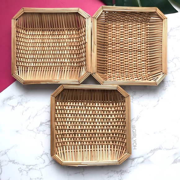 Vintage Tianjin Wicker Rattan Weave Catchall Trays - Picture 3 of 7